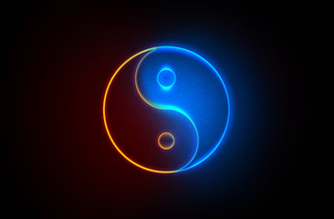 Yin Yang symbol of harmony and balance, ice and fire