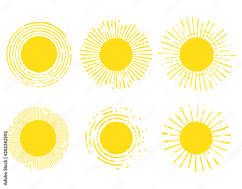 Wall mural set of suns. vector solar symbols