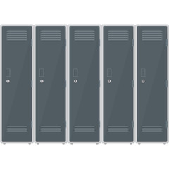 Metal cabinets. Lockers in school or gym