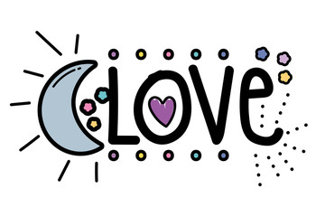 Isolated love word vector design