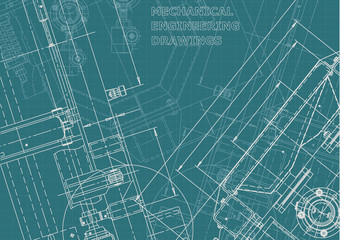 Blueprint, Sketch. Vector engineering illustration. Cover, flyer, banner, background