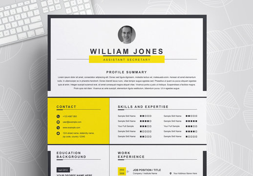 Yellow Color Resume Template
