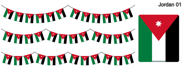ヨルダンの国旗のガーラーンド　ベクターデータ（bunting garland）
