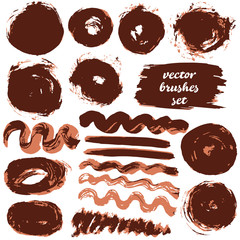 Collection of paint, ink, brush strokes, brushes, lines, grungy. Dirty illustration, elements of decoration
