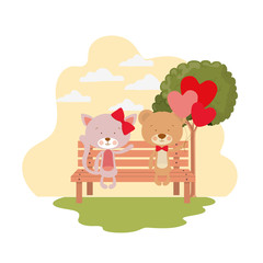 cute animals sitting in the park chair