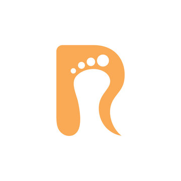 letter r feet print symbol logo vector