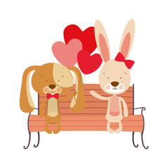 cute animals sitting in the park chair