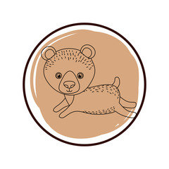cute and adorable bear with circular frame
