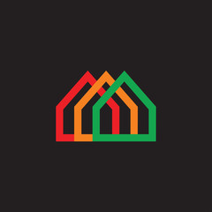 colorful home geometric line symbol decoration vector