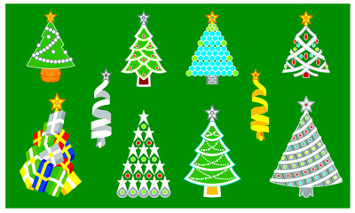 Christmas Tree Pins Motif Collection.