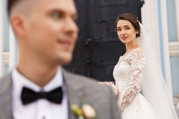 Naklejka premium Wedding couple, bride and groom