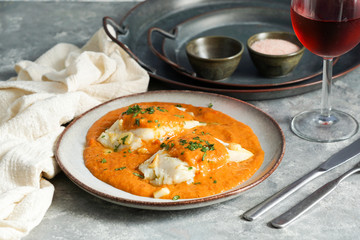 sppanish food. Bacalao a la vizcaína,  Basque Style Cod