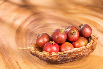 Psidium cattleianum - Cattley guava. Top view
