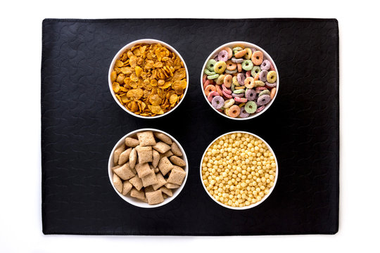 Variety of colorful cereals for breakfast