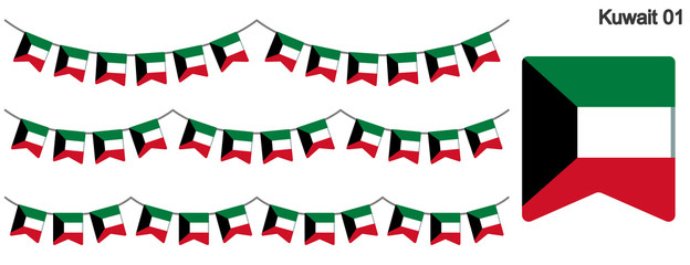 Obraz premium クウェートの国旗のガーラーンド ベクターデータ（bunting garland）