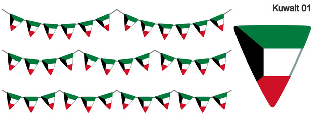 Fototapeta premium クウェートの国旗のガーラーンド ベクターデータ（bunting garland）
