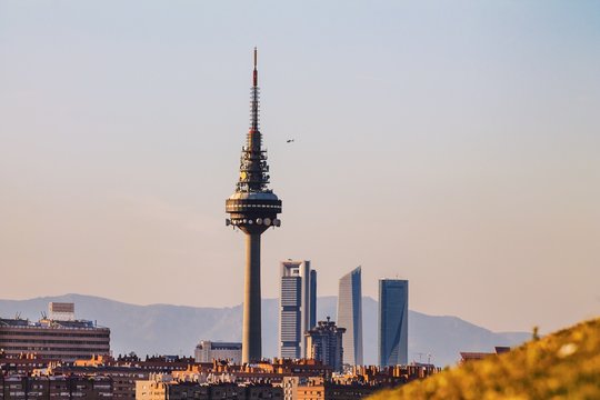 Vistas del skyline de Madrid desde el parque de las Siete Tetas