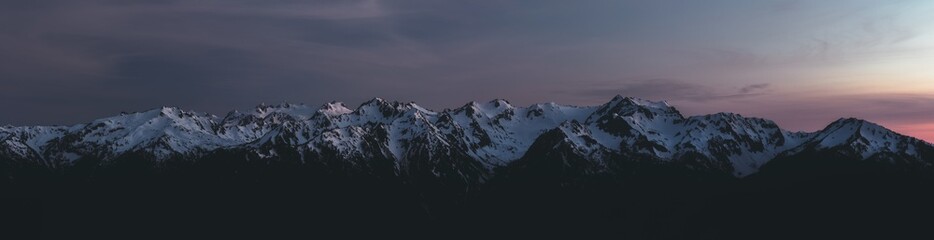 Hurricane Ridge - Panorama of Olympic Mountain Range at Sunset
