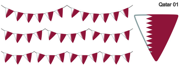 Obraz premium カタールの国旗のガーラーンド ベクターデータ（bunting garland）