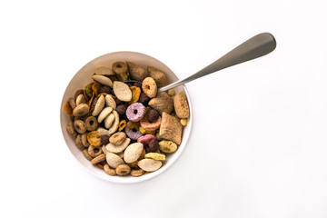Variety of colorful cereals for breakfast