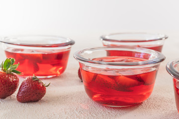 Strawberry Jelly With Fresh Strawberries on White Background