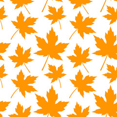 Colorful leaves in flat style, seamless pattern