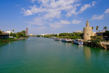 Torre del Oro in Sevilla, Andalucia, Spain. Sunny september day.