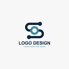 Letter S logo design. Monogram S type abstract symbol. Initial S and dot vector icons.