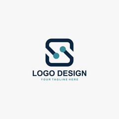 Letter S logo design. Monogram S type abstract symbol. Initial S and dot vector icons.