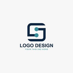 Letter S logo design. Monogram S type abstract symbol. Initial S and dot vector icons.