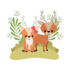 cute couple of deers with wreath