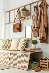 Cozy hallway interior with new stylish furniture