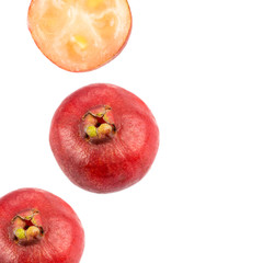 Psidium cattleianum - Strawberry guavas. White background