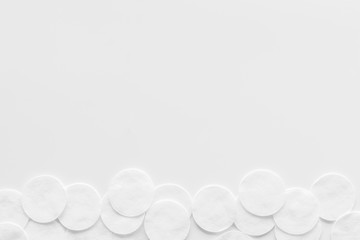 pattern of cosmetic cotton pads on white background top view mockup