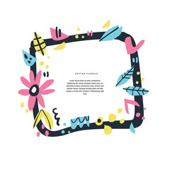 Floral greeting card hand drawn colorful layout