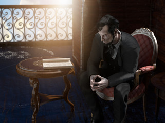 Abraham Lincoln American statesman, 16th President of the United States   and first Republican party render 3d