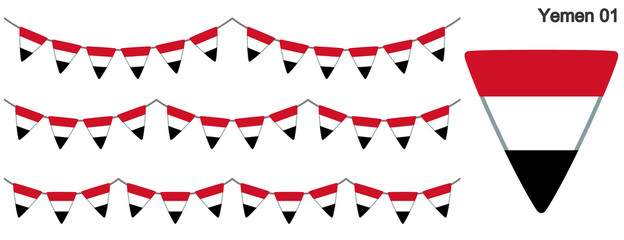 イエメンの国旗のガーラーンド　ベクターデータ（bunting garland）