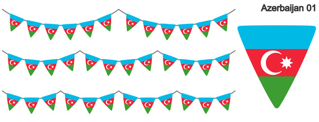 Obraz premium アゼルバイジャンの国旗のガーラーンド ベクターデータ（bunting garland）