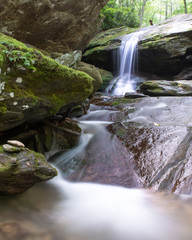 Fototapeta na wymiar Long exposure photograph of Otter Falls in Seven Devils North Carolina, near Grandfather Mountain, Boone, Banner Elk, and Foscoe