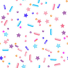 Sprinkle Cupcake Donut Topping. Seamless Pattern 