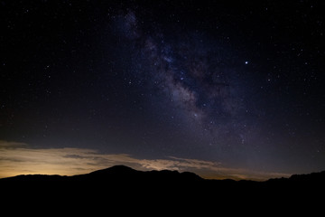 Milky Way Galaxy arm seen over Grandfather Mountain in North Carolina at night
