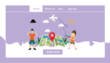 Travel Responsive Website Template Landing Page Design Vector Illustration