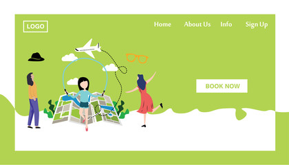 Obraz na płótnie Canvas Travel Responsive Website Template Landing Page Design Vector Illustration