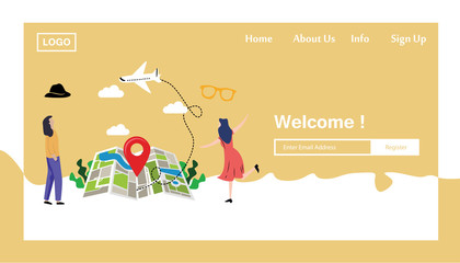 Fototapeta premium Travel Responsive Website Template Landing Page Design Vector Illustration