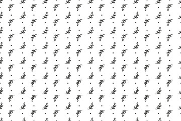 Seamless pattern with branches and dots. Abstract background. Print for polygraphy, posters, shirts and textiles. Doodle for design. Black and white illustration