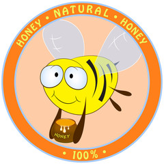 Bee and honey. vector cute illustration.