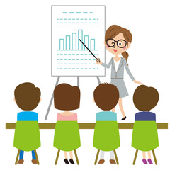 ポップな眼鏡の女性のセミナー