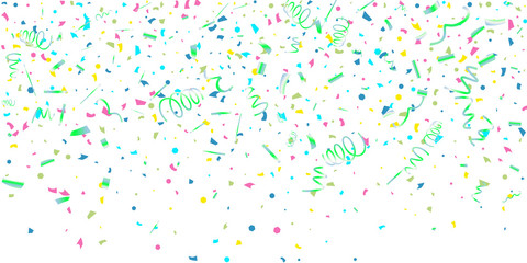 Colorful confetti on white background.