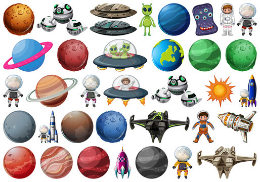 Group of planets and space obejcts