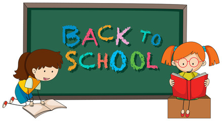 Back to school template with girls